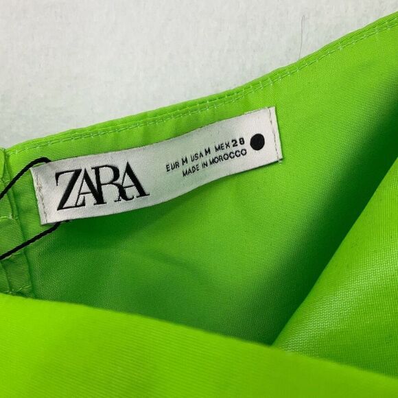 NWT Zara Neon Green Limited Edition Strapless Voluminous Peplum Top Medium - Picture 3 of 12